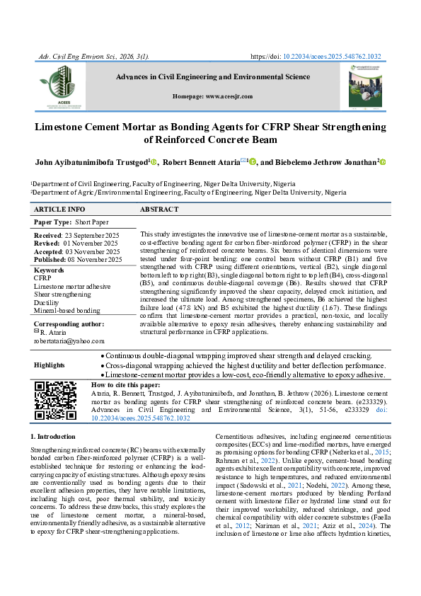 (PDF) Limestone Cement Mortar as Bonding Agents for CFRP Shear ...