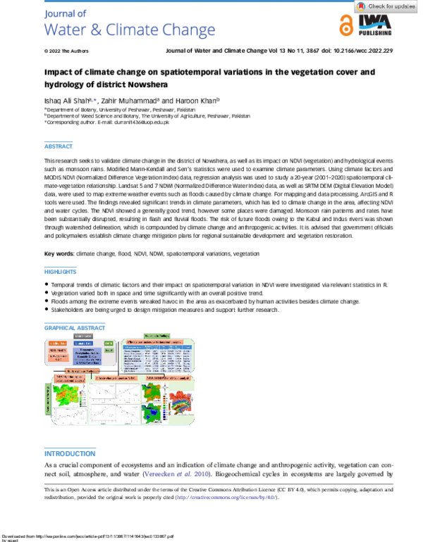 (PDF) Impact of climate change on spatiotemporal variations in the ...