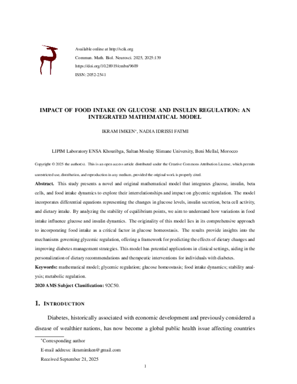 (PDF) IMPACT OF FOOD INTAKE ON GLUCOSE AND INSULIN REGULATION: AN ...