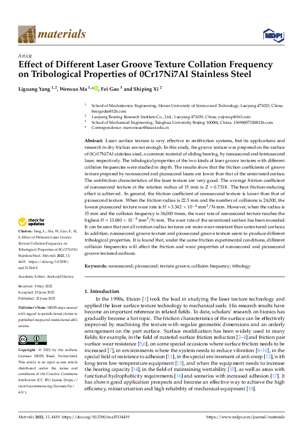 (PDF) Effect of Different Laser Groove Texture Collation Frequency on ...