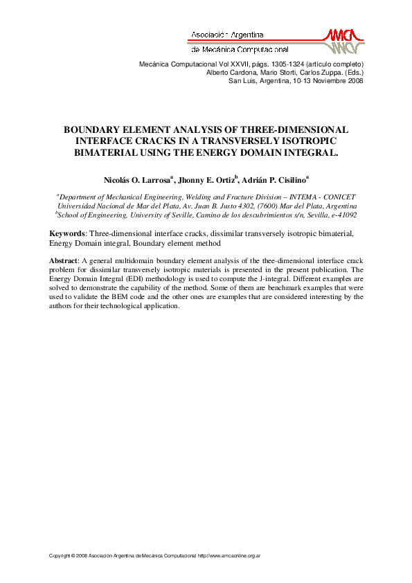 (PDF) Boundary Element Analysis of Three-Dimensional Interface Cracks ...