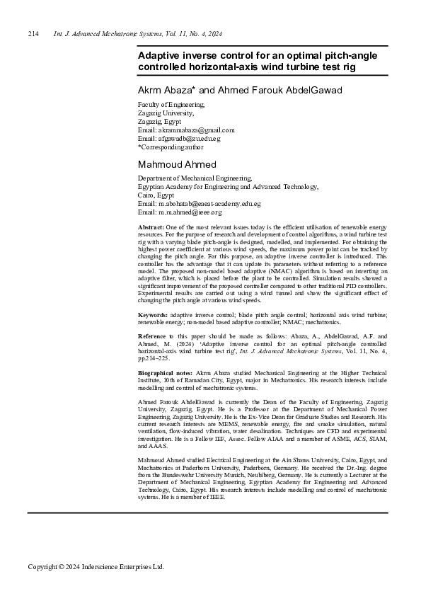 (PDF) Adaptive inverse control for an optimal pitch-angle controlled ...