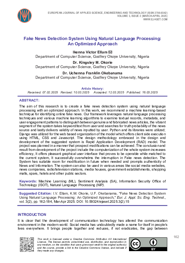 (PDF) Fake News Detection System Using Natural Language Processing: An ...