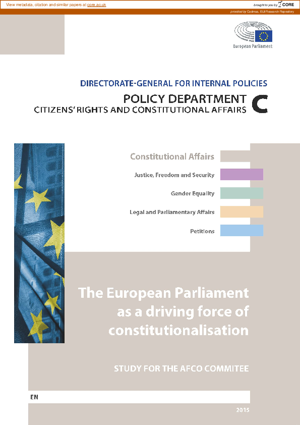 (PDF) The European Parliament as a driving force of constitutionalisation