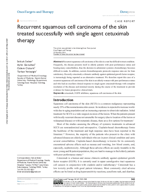 (PDF) Recurrent squamous cell carcinoma of the skin treated ...