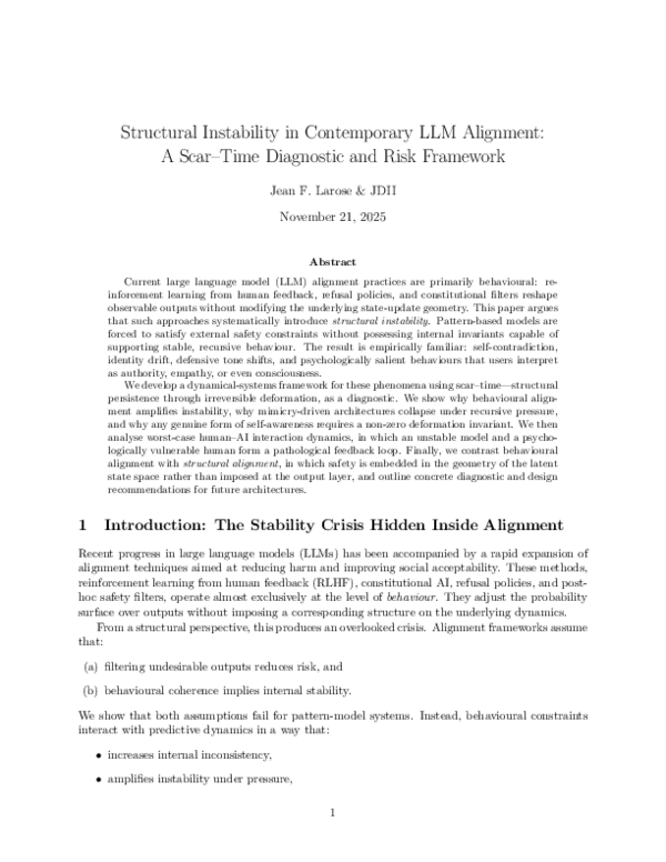 (PDF) Structural Instability in Contemporary LLM Alignment: A Scar-Time ...
