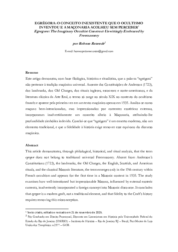 (PDF) EGRÉGORA: O CONCEITO INEXISTENTE QUE O OCULTISMO INVENTOU E A ...