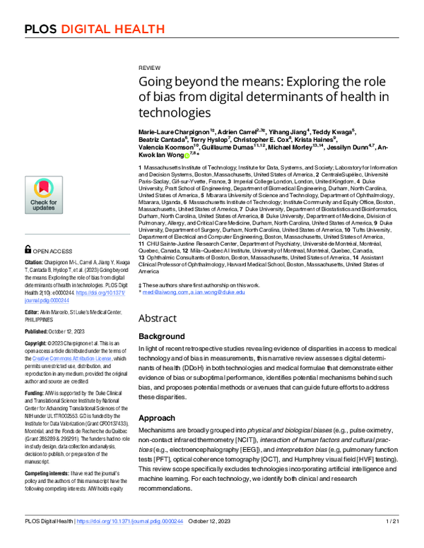 (PDF) Going beyond the means: Exploring the role of bias from digital ...