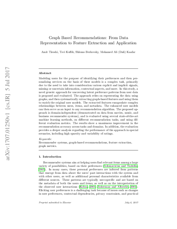 (PDF) Graph Based Recommendations: From Data Representation to Feature ...