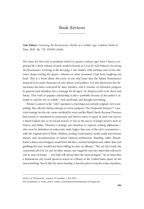 (PDF) Review of: Ada Palmer, 