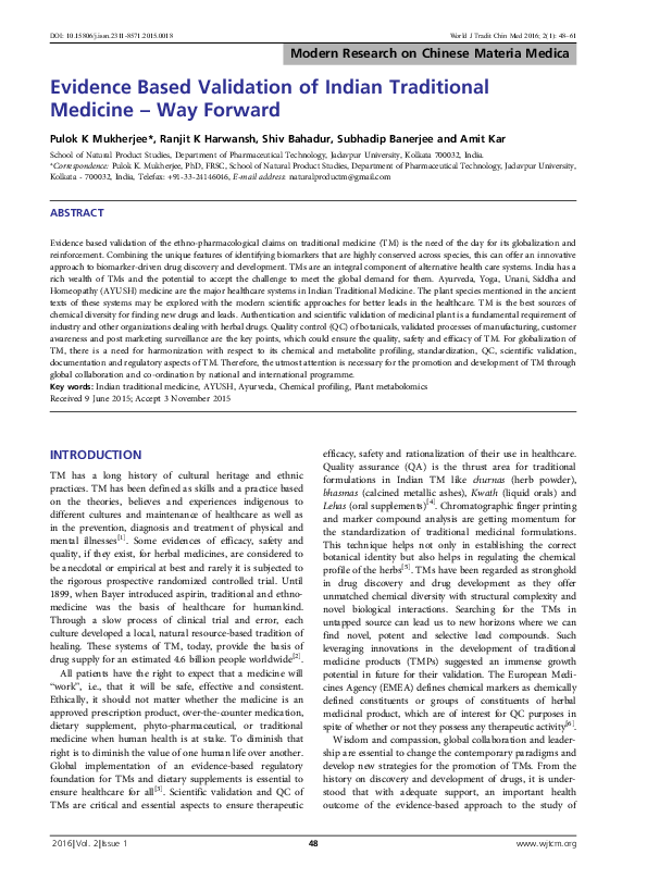 (PDF) Evidence based validation of Indian traditional medicine – Way ...
