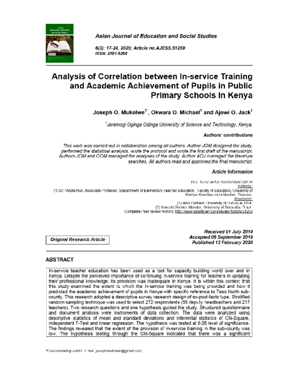 (PDF) View of Analysis of Correlation between In-service Training and ...