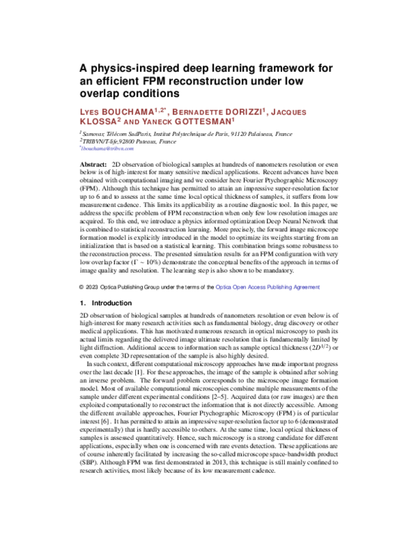 (PDF) A physics-inspired deep learning framework for an efficient FPM ...