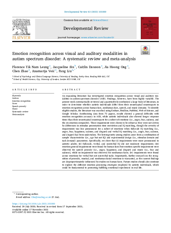 (PDF) Emotion recognition across visual and auditory modalities in ...