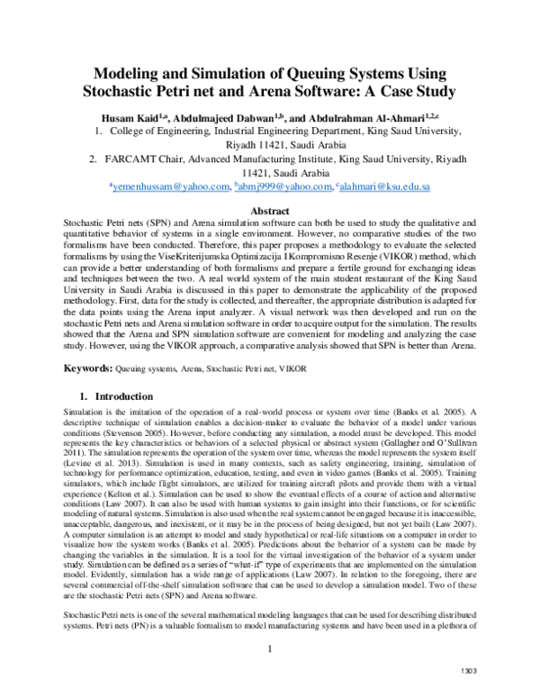 (PDF) 1 Modeling and Simulation of Queuing Systems Using Stochastic ...