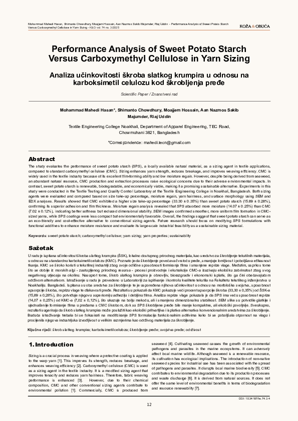 (PDF) Performance Analysis of Sweet Potato Starch Versus Carboxymethyl ...