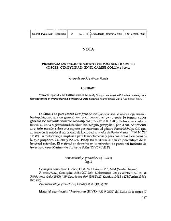(PDF) Presencia de Promethichthys prometheus (Cuvier) (Pisces ...