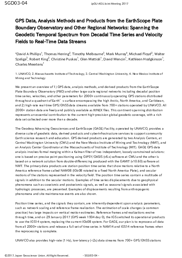 (PDF) GPS Data, Analysis Methods and Products from the EarthScope Plate ...