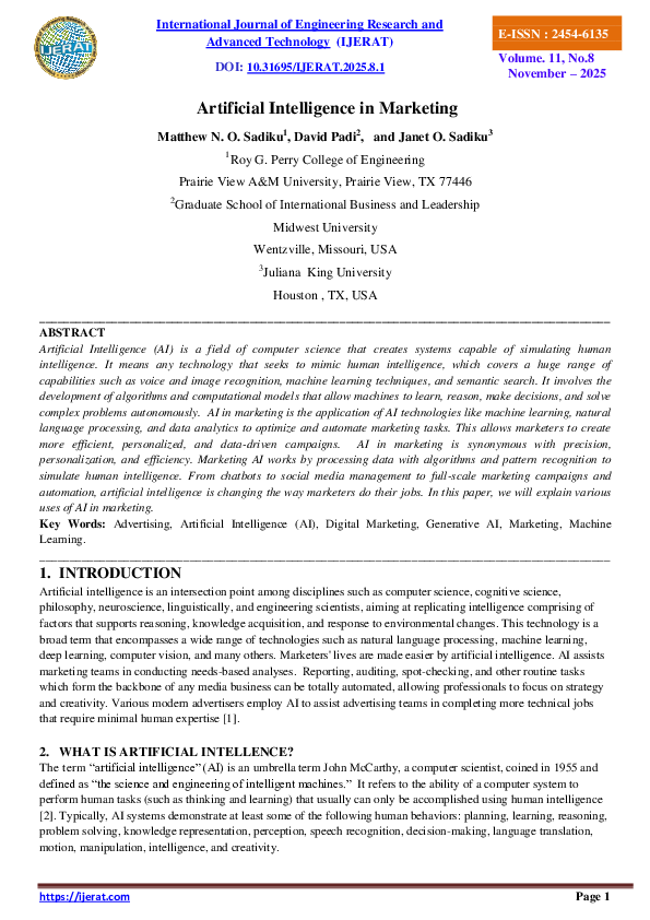 (PDF) Artificial Intelligence in Marketing