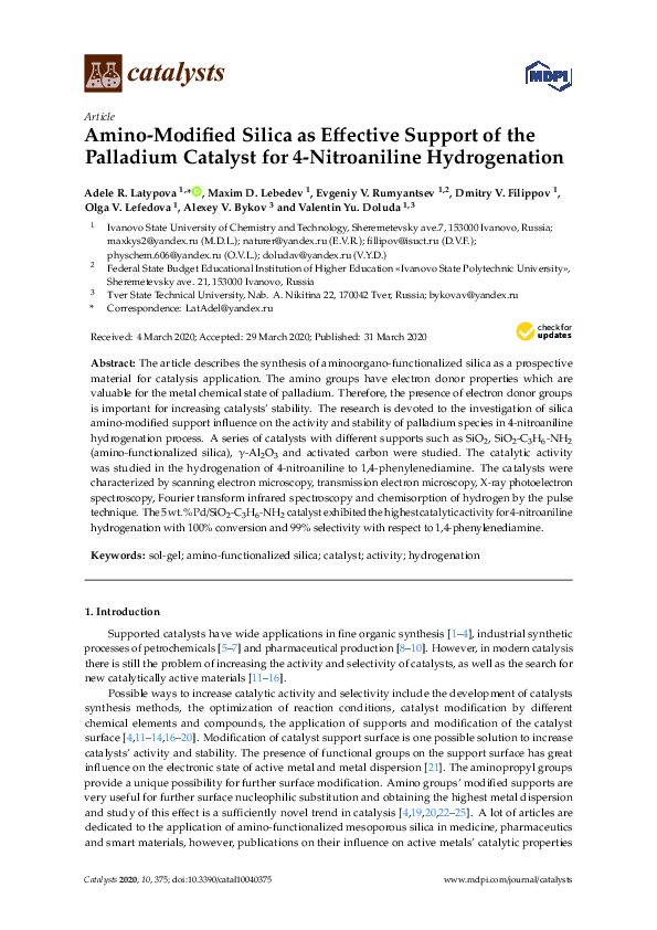 (PDF) Amino-Modified Silica as Effective Support of the Palladium ...