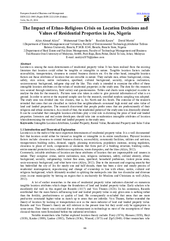 (PDF) The Impact of Ethno-Religious Crisis on Location Decisions and ...