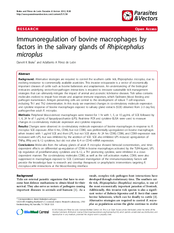 (PDF) Immunoregulation of bovine macrophages by factors in the salivary ...
