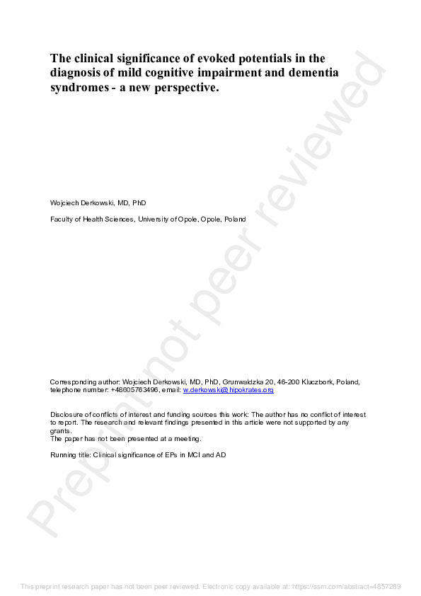 (PDF) The Clinical Significance of Evoked Potentials in the Diagnosis ...
