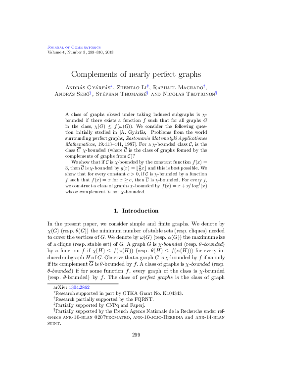 (PDF) Complements of nearly perfect graphs