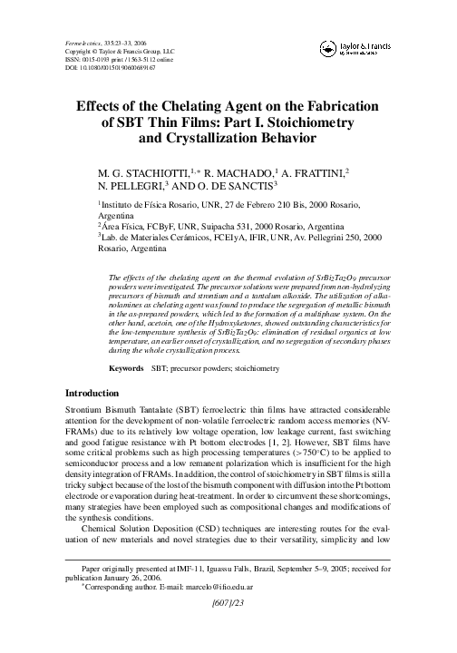 (PDF) Effects of the Chelating Agent on the Fabrication of SBT Thin ...