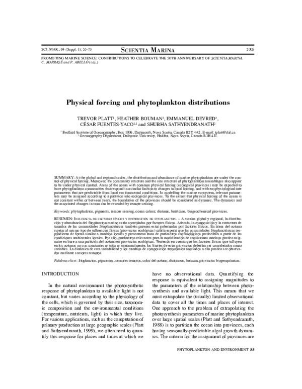 (PDF) Physical forcing and phytoplankton distributions