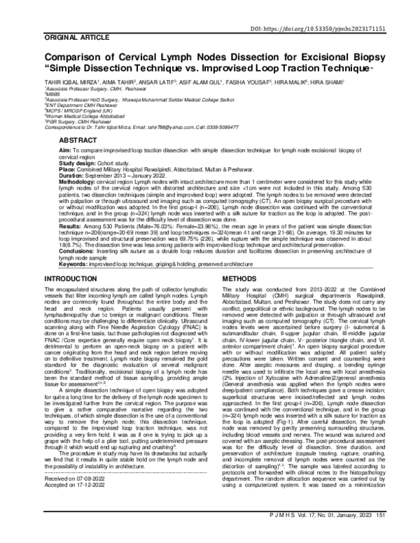 (PDF) Comparison of Cervical Lymph Nodes Dissection for Excisional ...
