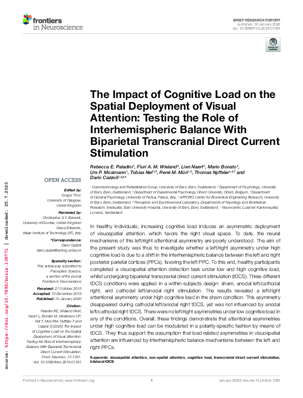 (PDF) The Impact of Cognitive Load on the Spatial Deployment of Visual ...