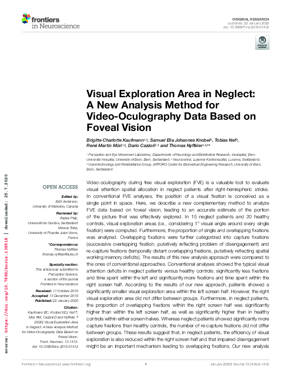 (PDF) Visual Exploration Area in Neglect: A New Analysis Method for ...