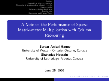 (PDF) A Note on the Performance of Sparse Matrix-vector Multiplication ...