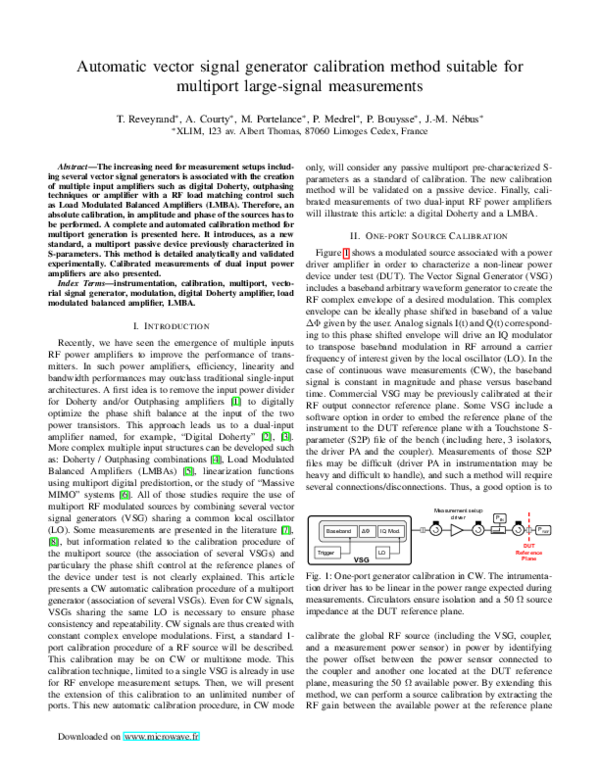 (PDF) Automatic vector signal generator calibration method suitable for ...