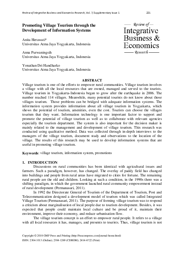 (PDF) Promoting Village Tourism through the Development of Information ...