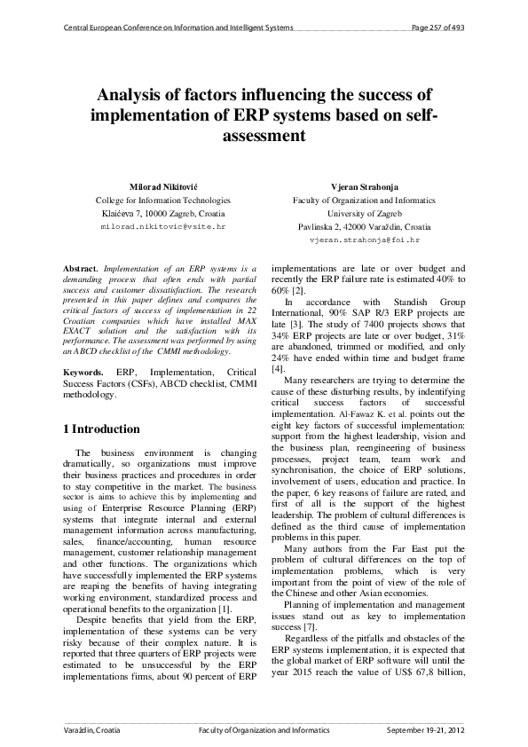 (PDF) Analysis of factors influencing the success of implementation of ...
