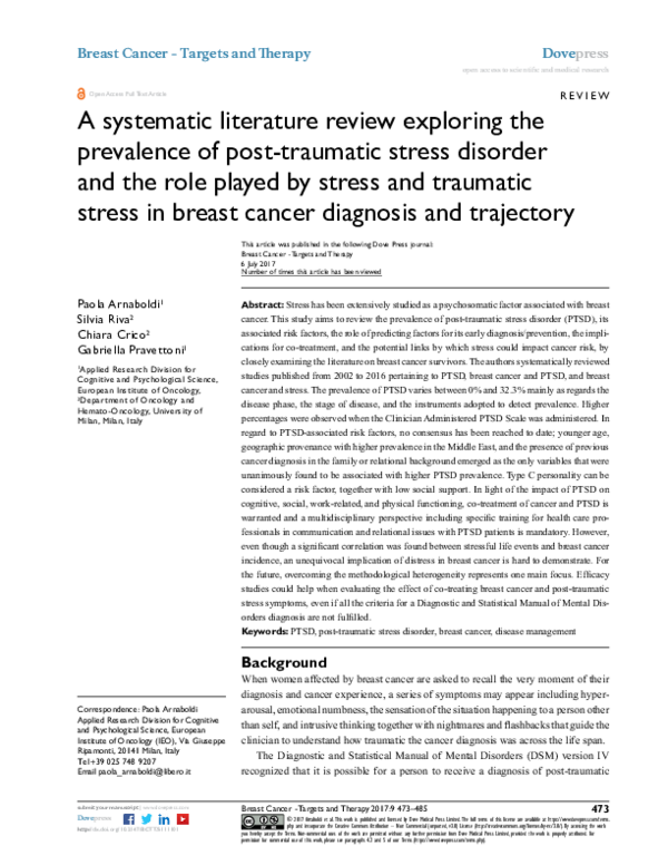 (PDF) A systematic literature review exploring the prevalence of post ...