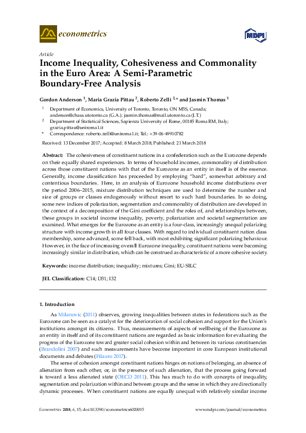 (PDF) Income Inequality, Cohesiveness and Commonality in the Euro Area ...