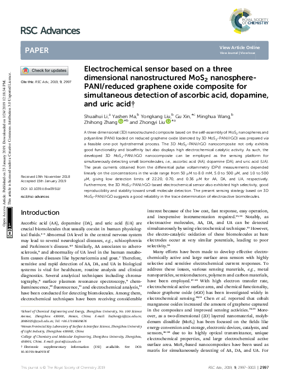 (PDF) Electrochemical sensor based on a three dimensional ...