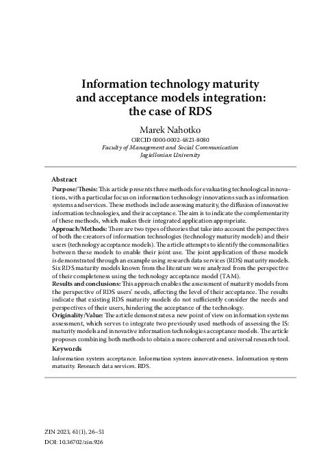 (PDF) Information technology maturity and acceptance models integration ...