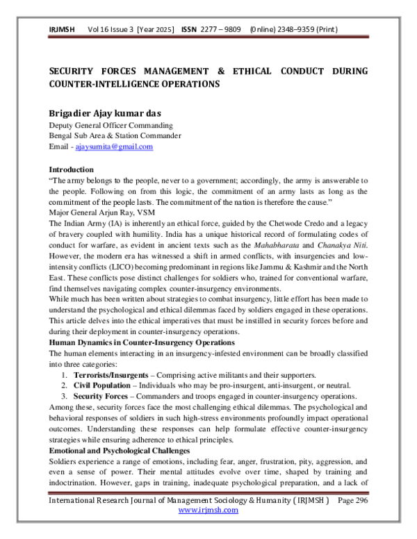 (PDF) SECURITY FORCES MANAGEMENT & ETHICAL CONDUCT DURING COUNTER ...