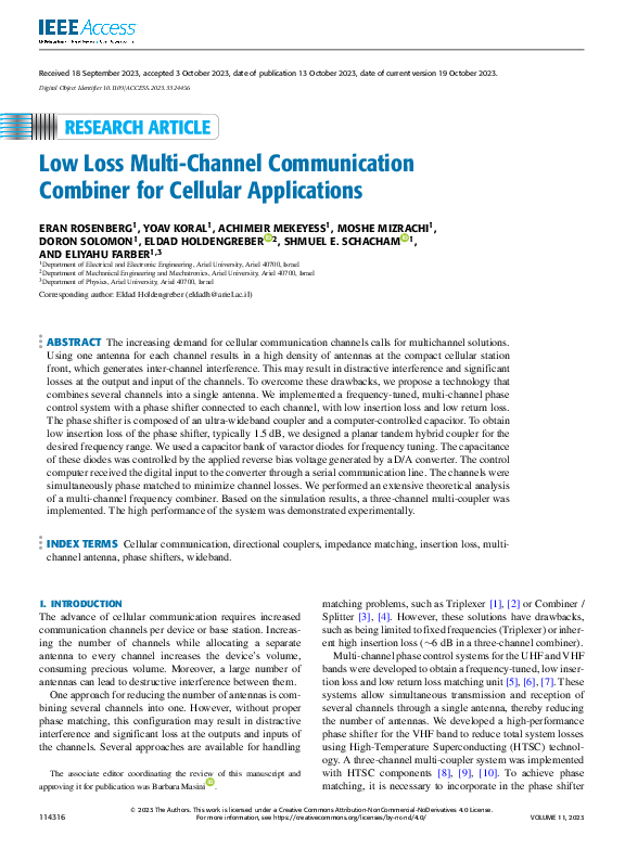 (PDF) Low Loss Multi-Channel Communication Combiner for Cellular ...