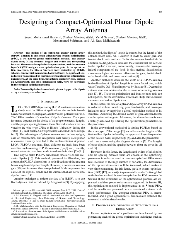 (PDF) Designing a Compact-Optimized Planar Dipole Array Antenna