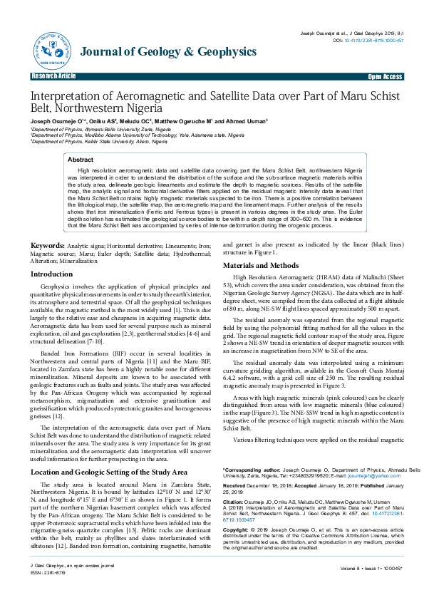 (PDF) Interpretation of Aeromagnetic and Satellite Data over Part of ...