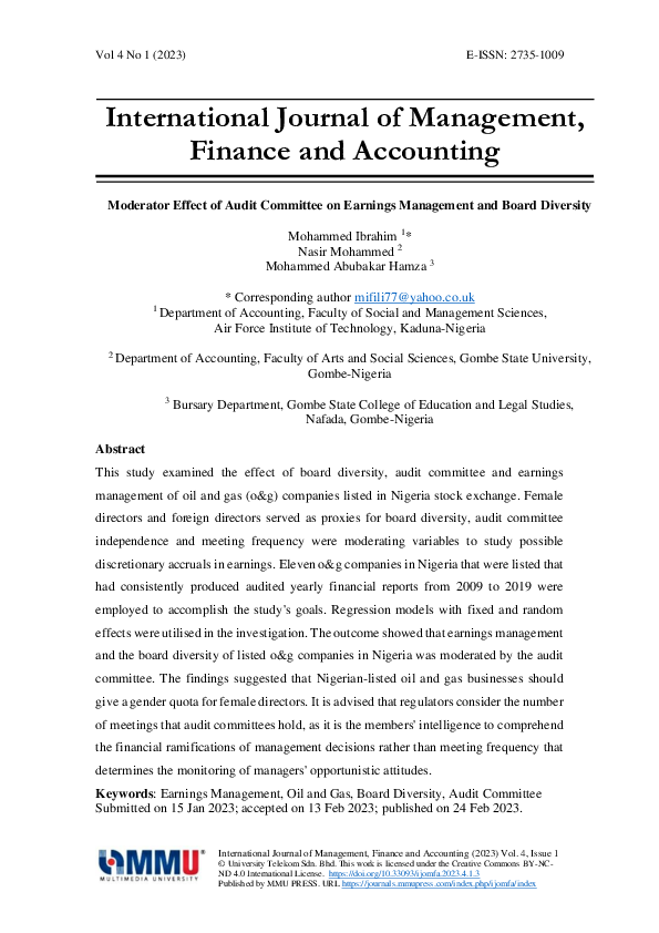 (PDF) Moderator Effect of Audit Committee on Earnings Management and ...