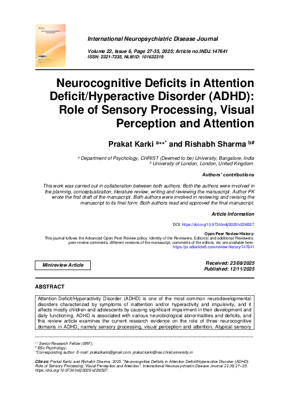 (PDF) Neurocognitive Deficits in Attention Deficit/Hyperactive Disorder ...