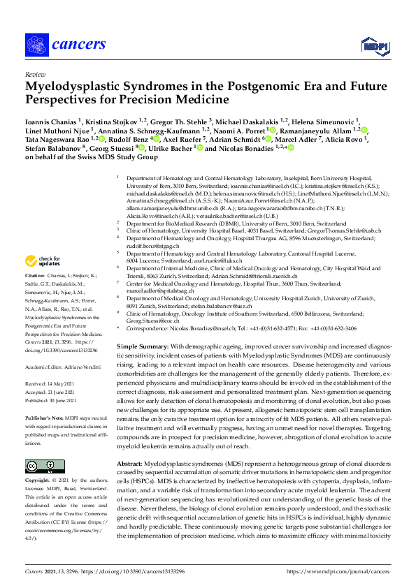 (PDF) Myelodysplastic Syndromes in the Postgenomic Era and Future ...