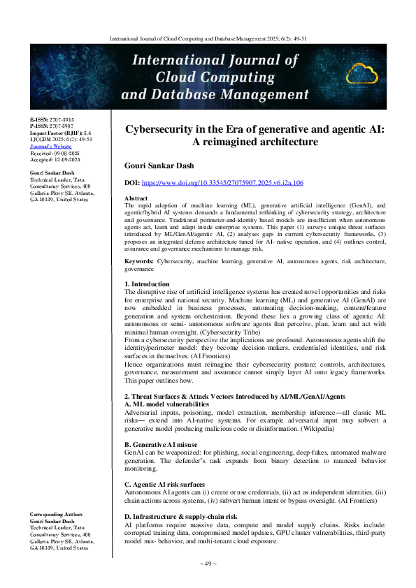 (PDF) Cybersecurity in the Era of generative and agentic AI: A ...