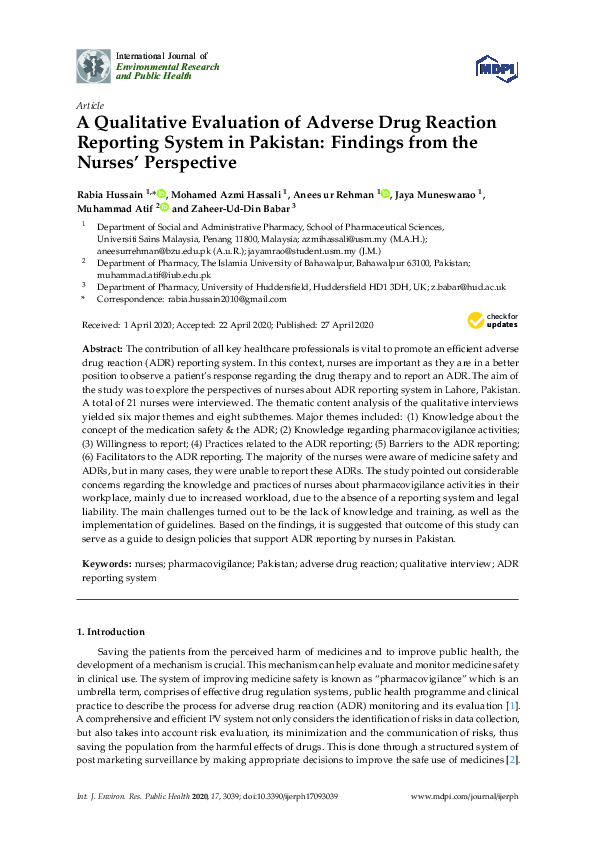 (PDF) A Qualitative Evaluation of Adverse Drug Reaction Reporting ...